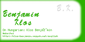 benjamin klos business card